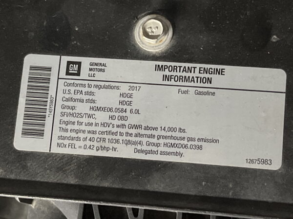 Engine Motor 6.0L ISUZU NPR HD 2017 OEM 812553399 12642269 - Image 4