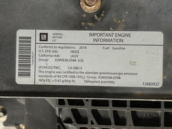 Engine Motor 6.0L ISUZU NPR HD 2018 OEM 812553399 12642269 - Image 6