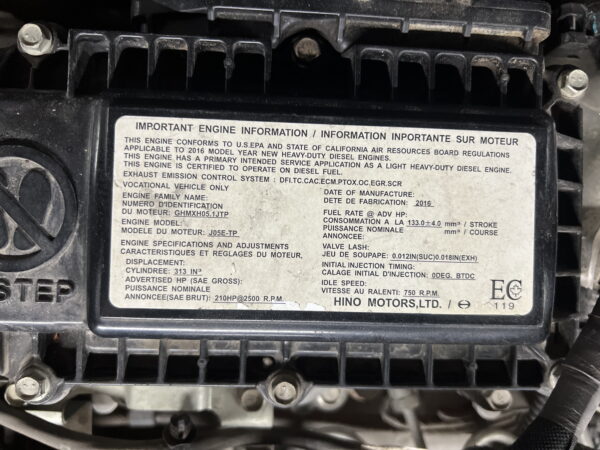Engine Motor J05E-TP HINO 195 Diesel 5.1L 2016 OEM - Image 6
