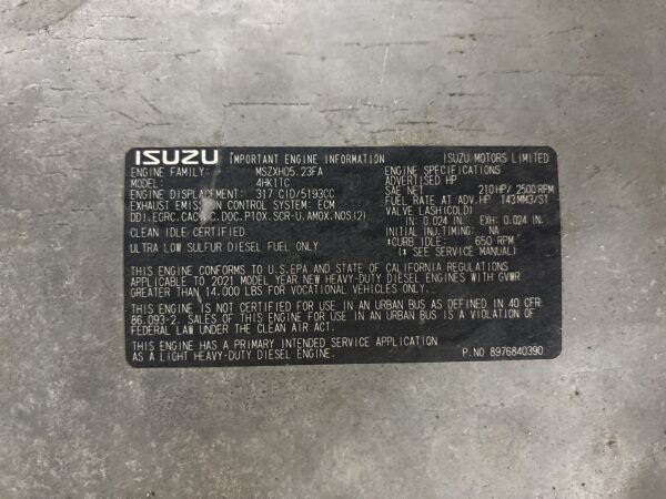 Engine Motor Assy ISUZU NPR-HD Diesel 5.2L 2021-2022 OEM 8976840390 - Image 6