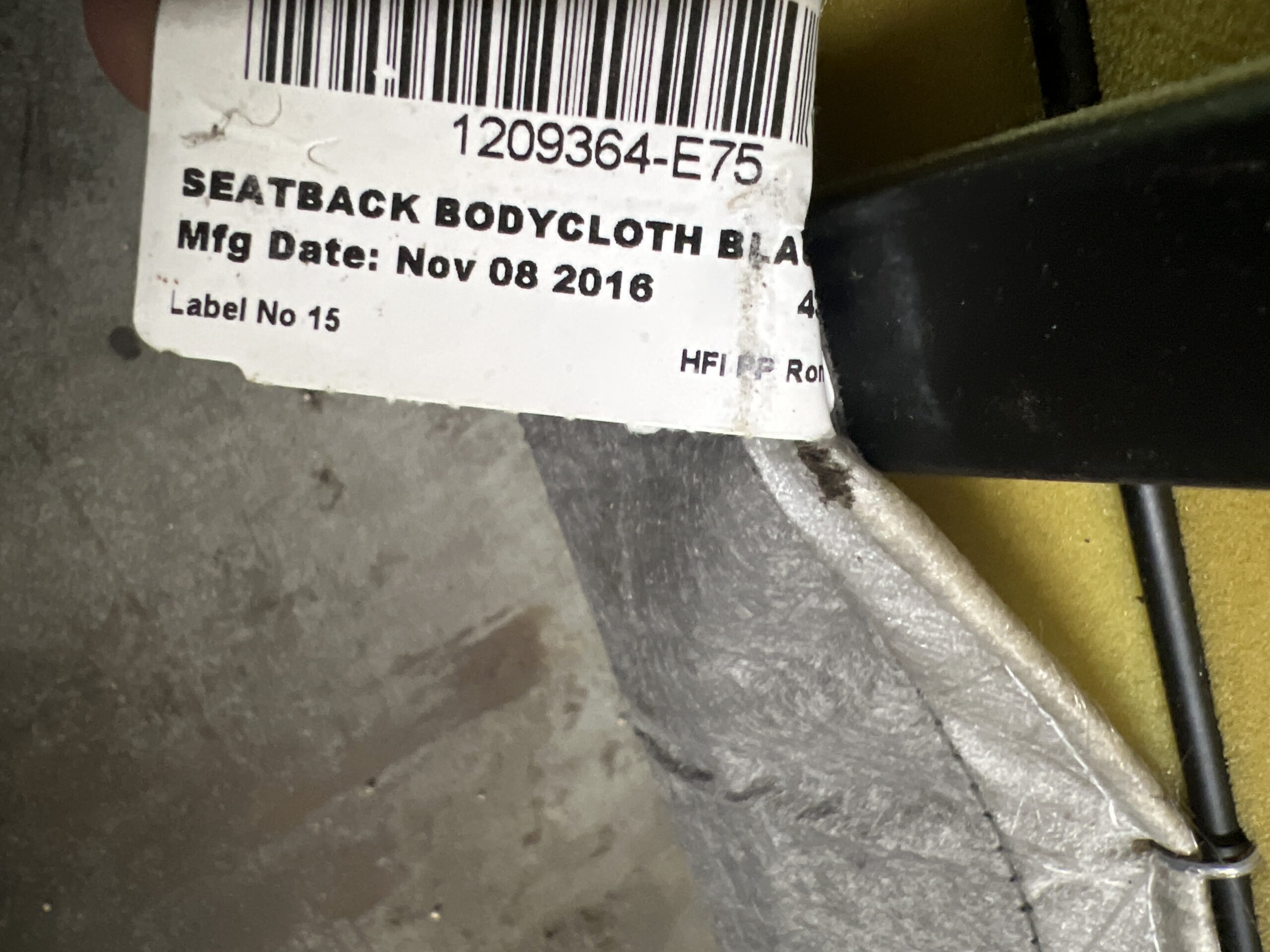 Front Right Seat Upper Cushion Commercial Truck 2016 OEM - Image 3