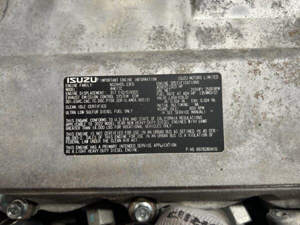 Engine Motor 4HK1-TCS 33K Miles 2023 ISUZU NRR Diesel 5.2L 2024 2025 OEM 8978280410 8976876522 - Image 7