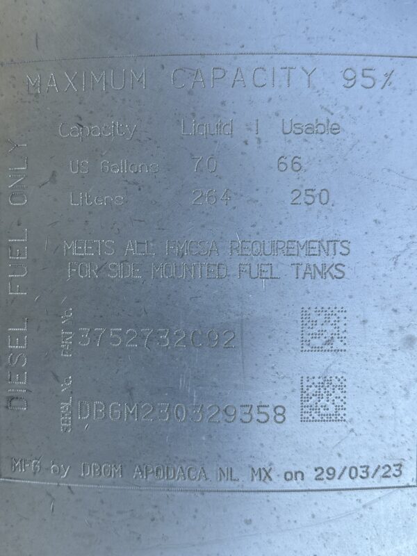 70 Gallon Aluminum Diesel Fuel Tank | P/N 3752732C92 | International MV607 SBA 2023